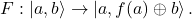 \[  F: \ket{a,b} \rightarrow \ket{a, f(a) \oplus b}.\]